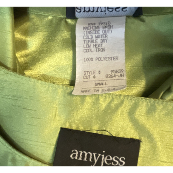 AMY JESS Women's Small 3-Piece JACKET TOP PANT Set Chartreuse GREEN Made in USA - Picture 12 of 16
